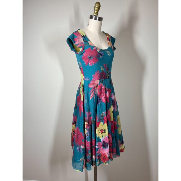 Anthropologie Weston Wear Quinby Dress Med Mesh Tulle Floral Coquette Open Back - Picture 7 of 16